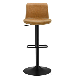 Jayden Low-Back Bar Stool Set of 2 - Adjustable Height, Modern Industrial Style with Steel Footrest