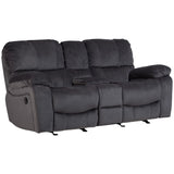 Porter Designs Ramsey Microfiber seat Transitional Reclining Console Love Gray 03-112C-02-6014