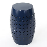 Noble House Lilac Outdoor 12" Dark Blue Iron Side Table