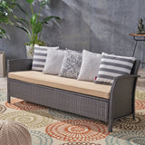Noble House St. Lucia Outdoor Wicker 3 Seater Sofa, Brown