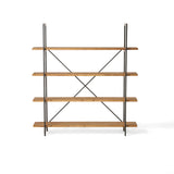 Irene Industrial 4 Shelf Firwood Bookcase, Antique and Black Copper