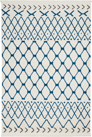 Nourison Kamala DS500 Tribal Machine Made Power-loomed Indoor only Area Rug White/Blue 7'10" x 10'6" 99446407498