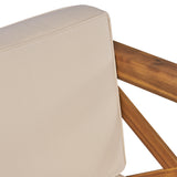 Noble House Brava Outdoor Acacia Wood Club Chairs with Cushions (Set of 2), Teak Finish and Beige
