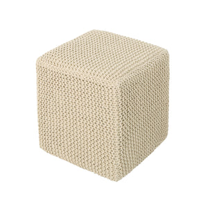 Tessie Knitted Foot Stool, Beige Noble House