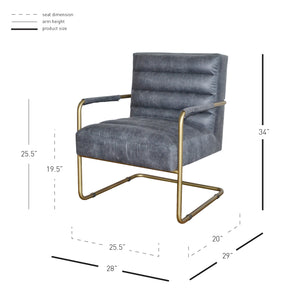 Peyton Bonded Leather Chair – Modern Vintage Design with Channel Tufting and Elegant Gold Finish
