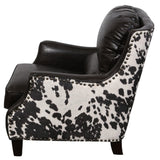 Porter Designs Wrangler Leather-look & Cow Pattern Transitional Accent Chair Brown 01-201-03-0555