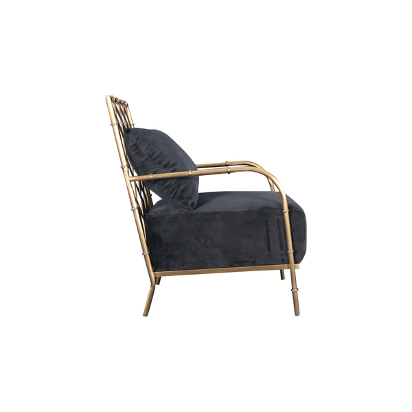 VIG Furniture Divani Casa Ignacio - Glam Black Velvet & Gold Accent Chair VGMFOC-2211-BLK-CH