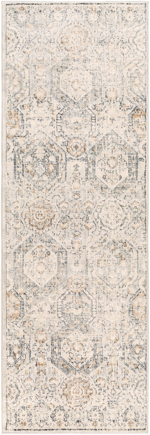 Indigo IGO-2306 Traditional Polypropylene Rug IGO2306-2773 Medium Gray, Charcoal, Tan, Black, Beige, White 100% Polypropylene 2'7" x 7'3"
