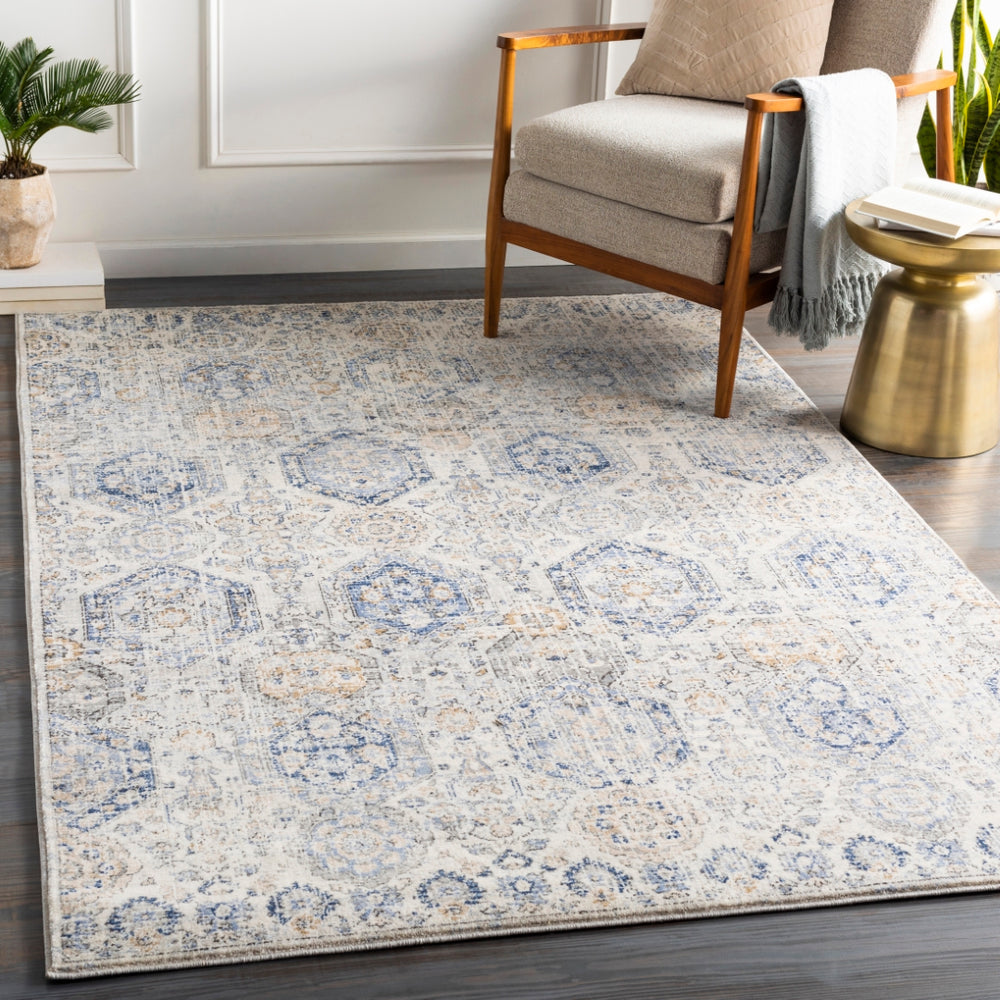 Indigo IGO-2308 Traditional Polypropylene Rug IGO2308-9124 Bright Blue, Navy, Tan, Charcoal, Medium Gray, Black, Beige, White 100% Polypropylene 9' x 12'4"