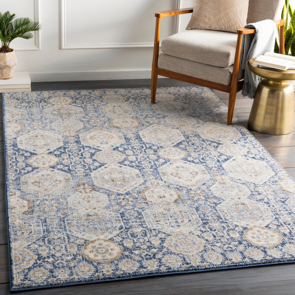 Indigo IGO-2309 Traditional Polypropylene Rug IGO2309-9124 Navy, Bright Blue, Tan, Medium Gray, White, Beige 100% Polypropylene 9' x 12'4"