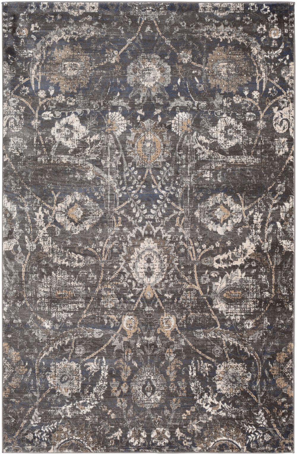 Indigo IGO-2317 Traditional Polypropylene Rug IGO2317-9124 Black, Charcoal, Tan, Beige, White 100% Polypropylene 9' x 12'4"