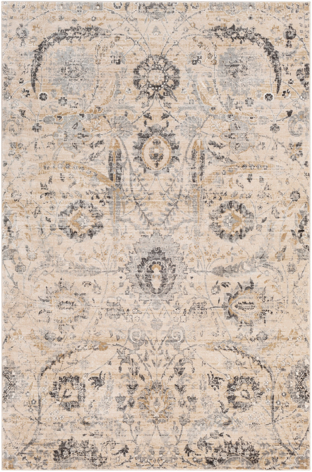 Indigo IGO-2319 Traditional Polypropylene Rug IGO2319-9124 Charcoal, Beige, Black, Medium Gray, Tan, White 100% Polypropylene 9' x 12'4"
