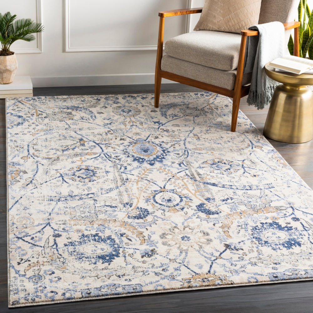Indigo IGO-2320 Traditional Polypropylene Rug IGO2320-9124 Bright Blue, Navy, Tan, Medium Gray, Charcoal, Black, Beige, White 100% Polypropylene 9' x 12'4"