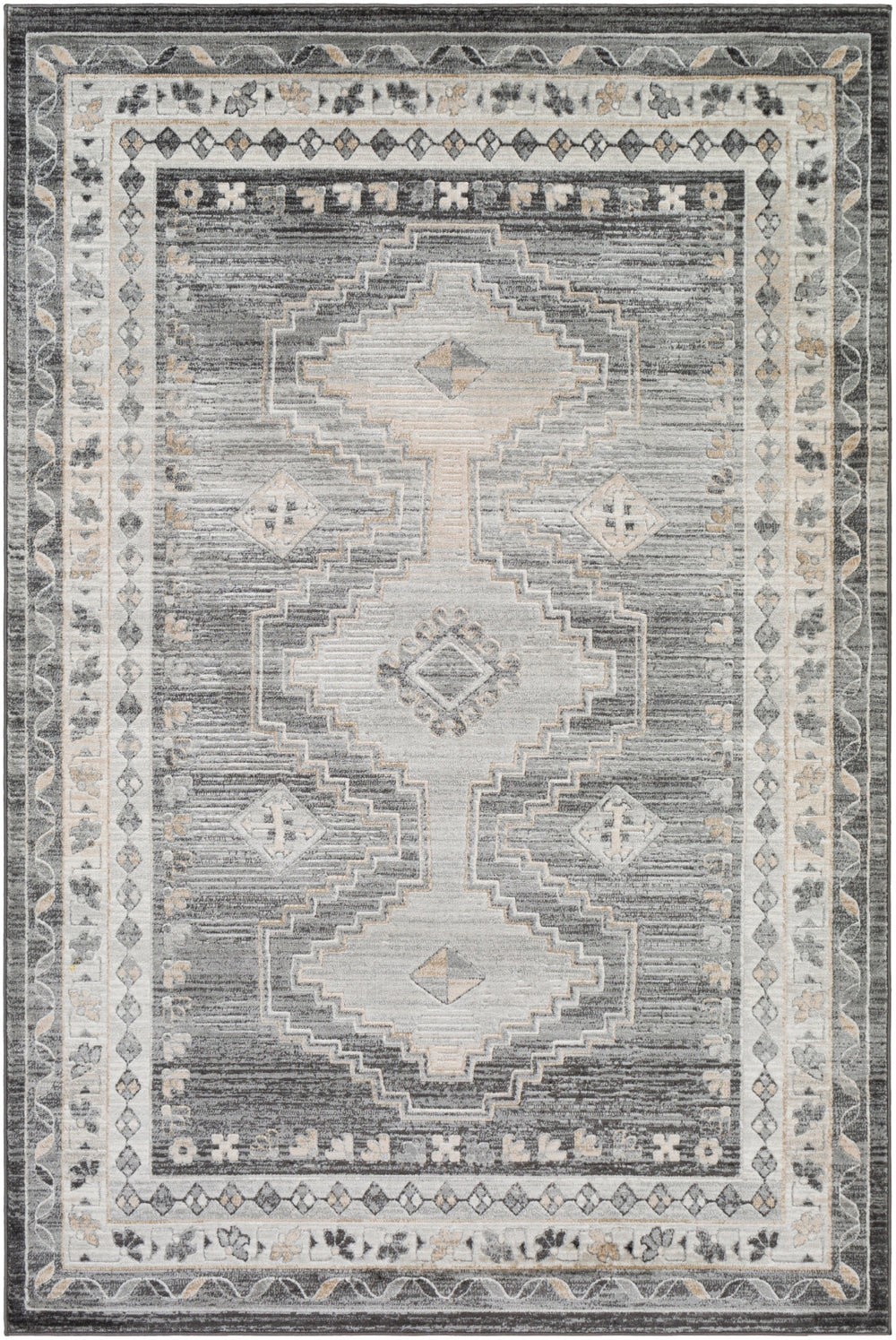 Indigo IGO-2329 Global Polypropylene Rug IGO2329-710102 Taupe, Charcoal, Light Gray, Beige, Khaki, White 100% Polypropylene 7'10" x 10'2"