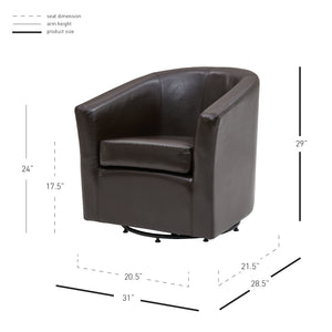Hayden 360-Degree Swivel Tub Chair – Luxurious Bonded Leather, Sturdy Construction, Fully Assembled