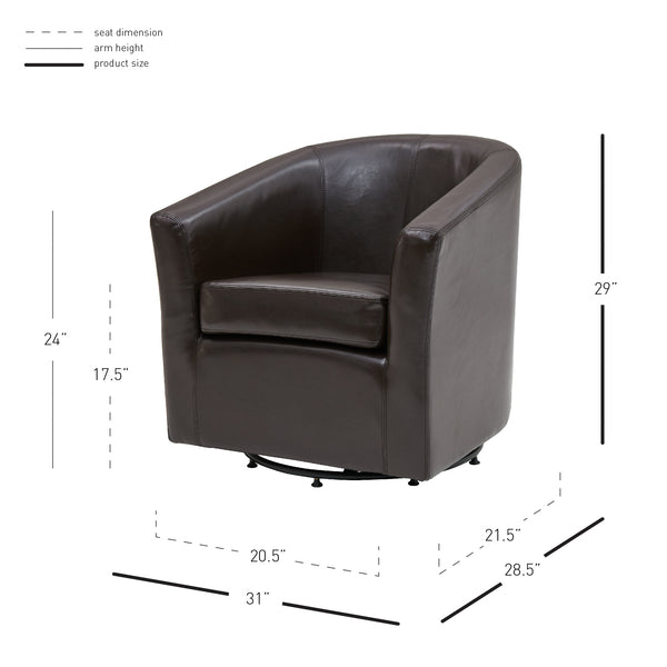 Hayden 360-Degree Swivel Tub Chair – Luxurious Bonded Leather, Sturdy Construction, Fully Assembled