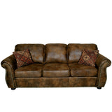 Porter Designs Elk River Leather-Look & Nail Head Transitional Sofa Brown 01-33C-01-975