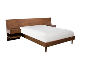 Clark Bed with 2 Nightstands Queen in Pecan
