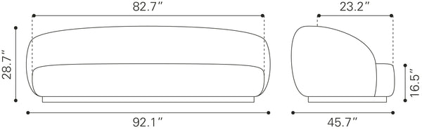 Zuo Modern Tibet 100% Polyester, Plywood, Steel, Polypropylene Modern Commercial Grade Sofa Cream 100% Polyester, Plywood, Steel, Polypropylene
