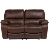 Porter Designs Ramsey Leather-Look Dual seat Transitional Reclining Love Brown 03-112C-02B-6016