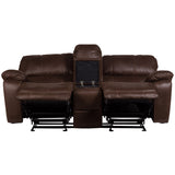 Porter Designs Ramsey Leather-Look seat Transitional Reclining Console Love Brown 03-112C-02-6016