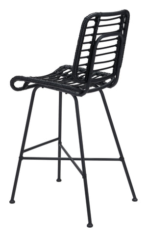 Zuo Modern Murcia Steel, Polyethylene Modern Commercial Grade Barstool Set - Set of 2 Black Steel, Polyethylene