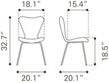 English Elm EE2944 100% Polyester, Steel, Plywood Modern Commercial Grade Dining Chair Set - Set of 2 Ivory 100% Polyester, Steel, Plywood