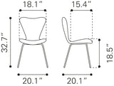 Zuo Modern Thibideaux 100% Polyester, Steel, Plywood Modern Commercial Grade Dining Chair Set - Set of 2 Ivory 100% Polyester, Steel, Plywood