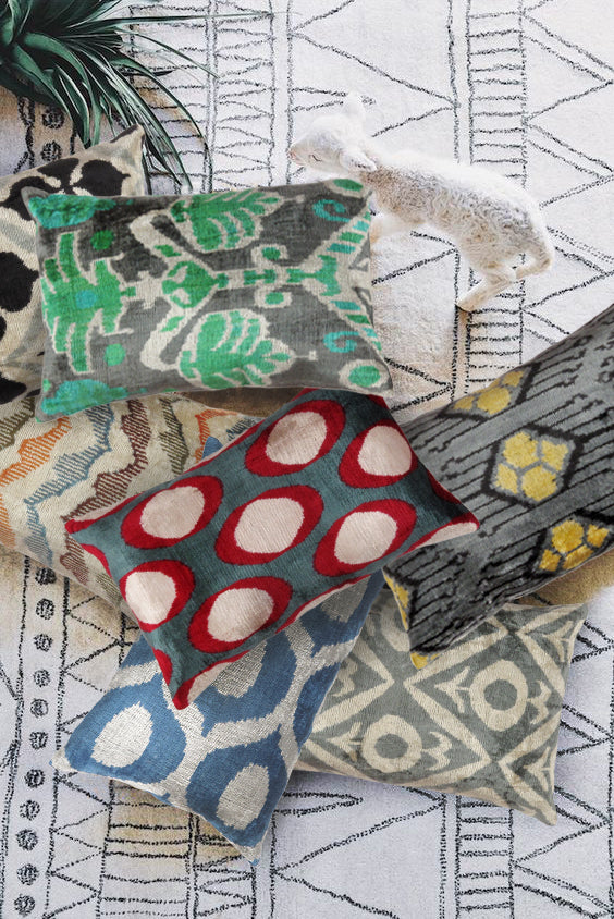 Pasargad Ikat Velvet Pillow- IK41 16X24-PASARGAD