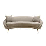 Pasargad Luna Collection Textured Fabric Curved Sofa, Mocha SOFA-DS0440M-PASARGAD