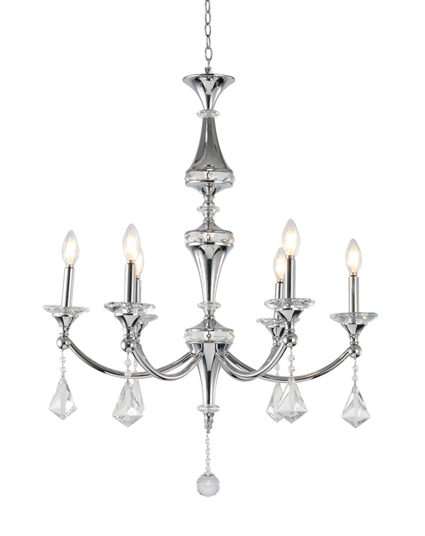 Bethel Exquisite Chrome Chandelier with Crystal Accents - Adjustable 79" Chain for Custom Heights