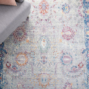 Illusion 703  Power Loomed Viscose Pile Rug Light Grey / Purple