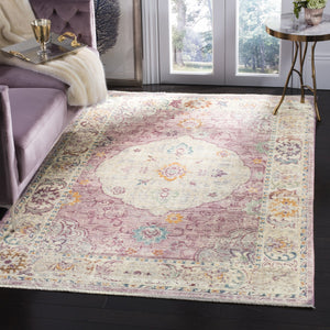 Illusion 708  Power Loomed Viscose Pile Rug Rose / Cream