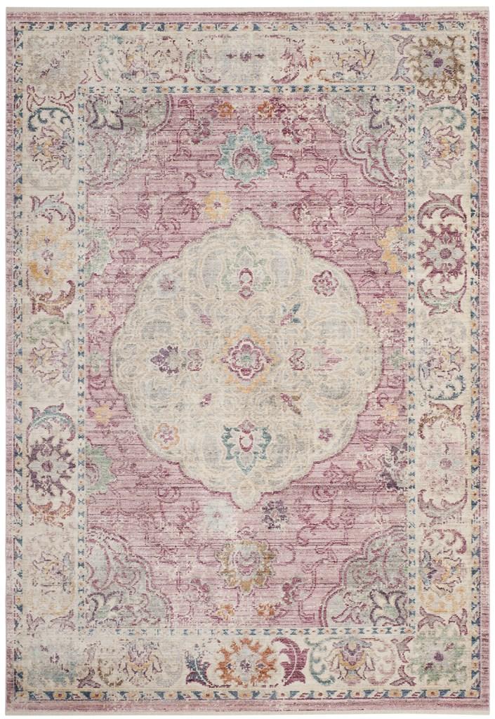 Illusion 708  Power Loomed Viscose Pile Rug Rose / Cream