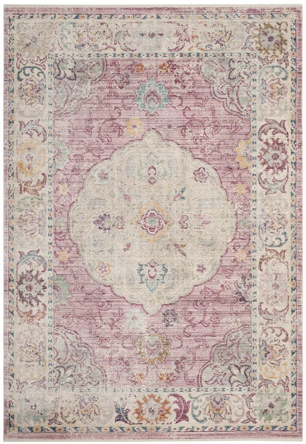 Illusion 708  Power Loomed Viscose Pile Rug Rose / Cream