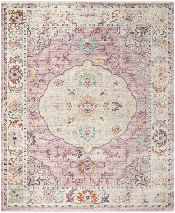 Illusion 708  Power Loomed Viscose Pile Rug Rose / Cream