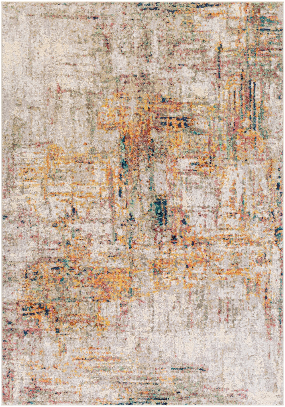 Illusions ILS-2300 Modern Polypropylene, Polyester Rug ILS2300-912 Cream, Light Gray, Medium Gray, Saffron, Navy, Peach, Burnt Orange, Sage, Dark Green 70% Polypropylene, 30% Polyester 9' x 12'