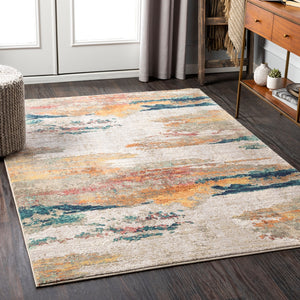 Illusions ILS-2302 Modern Polypropylene, Polyester Rug ILS2302-912 Cream, Light Gray, Medium Gray, Saffron, Sage, Dark Green, Peach 70% Polypropylene, 30% Polyester 9' x 12'
