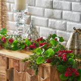 Leigh 5-foot Eucalyptus and Pine Artificial Garland with Berries, Green and Red Noble House