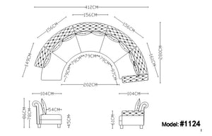 VIG Furniture Divani Casa Darla - Modern Grey Velvet Curved Sectional Sofa VG2T1124-5P-GRY