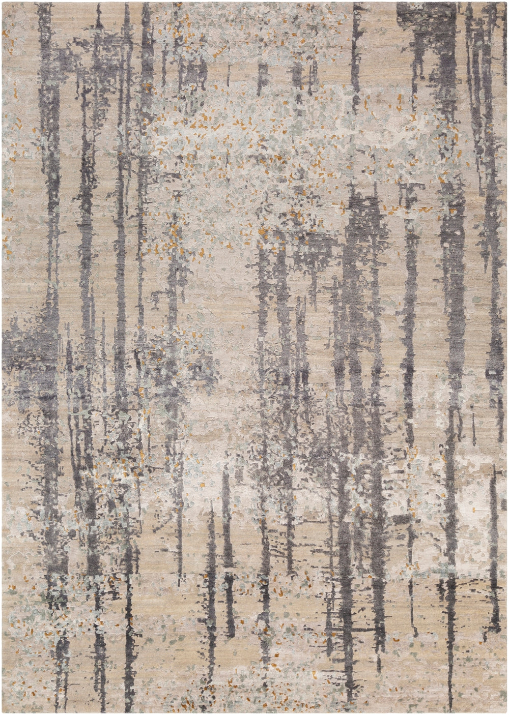 Imola IML-1003 Modern Viscose, Wool Rug IML1003-913 Charcoal, Ivory, Beige, Seafoam, Mustard 80% Viscose, 20% Wool 9' x 13'