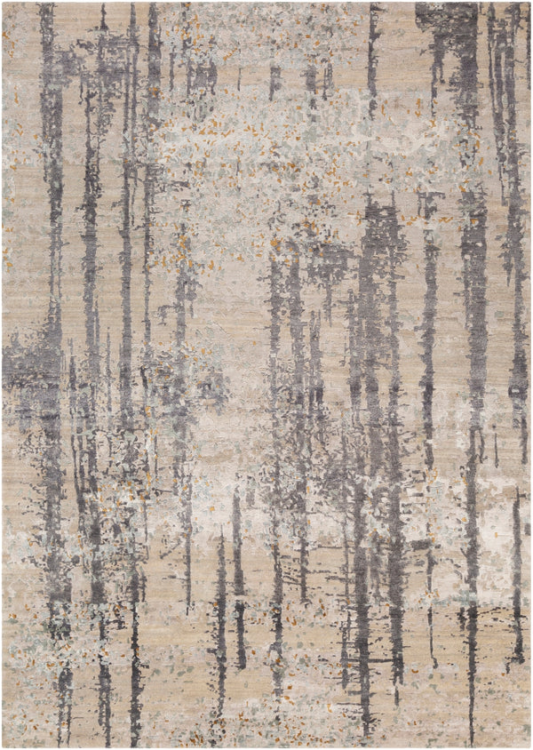 Imola IML-1003 Modern Viscose, Wool Rug IML1003-913 Charcoal, Ivory, Beige, Seafoam, Mustard 80% Viscose, 20% Wool 9' x 13'