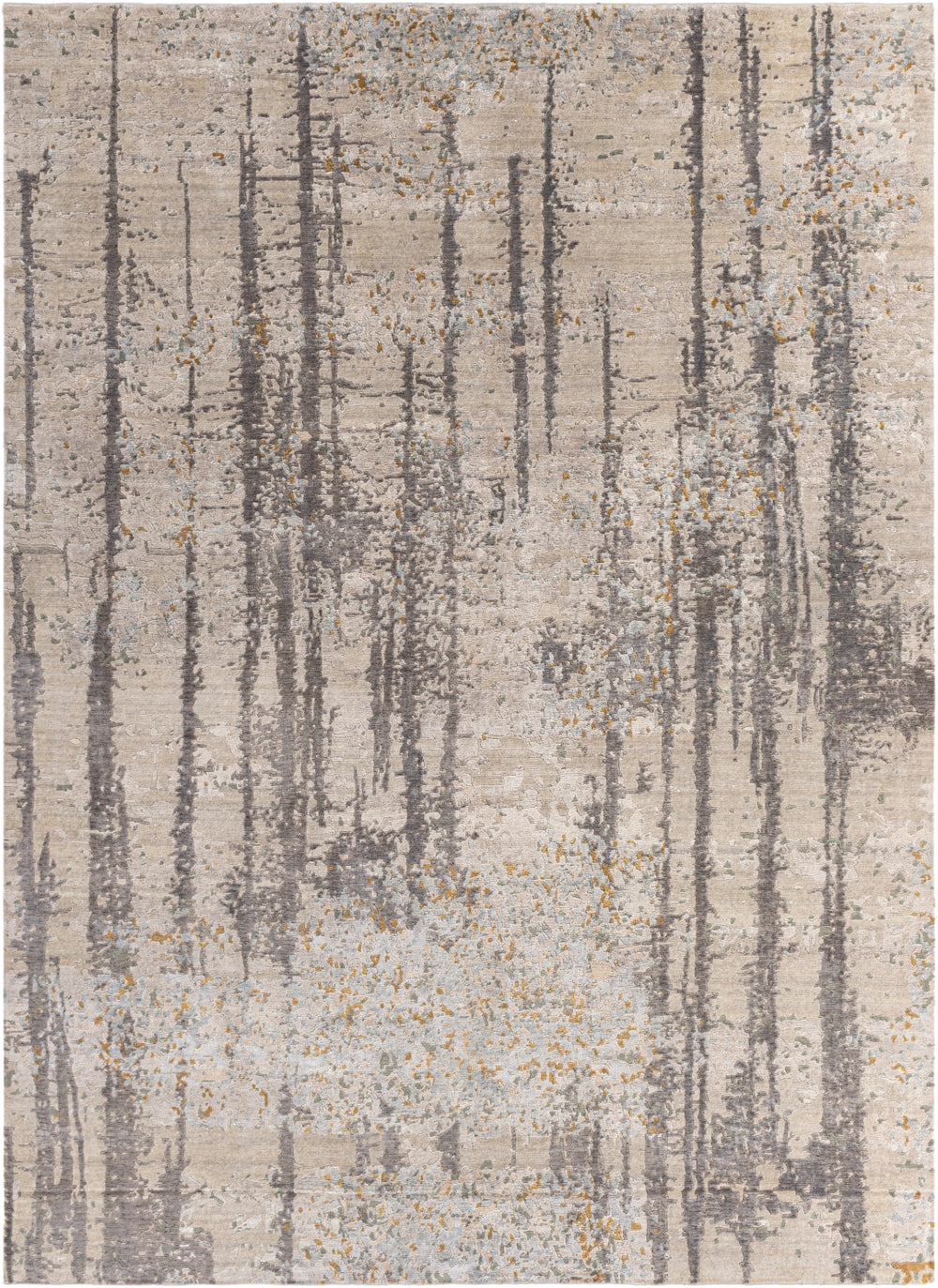 Imola IML-1003 Modern Viscose, Wool Rug IML1003-913 Charcoal, Ivory, Beige, Seafoam, Mustard 80% Viscose, 20% Wool 9' x 13'