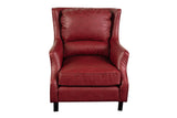 Porter Designs Garnett Crackle Leather Club Style Transitional Accent Chair Red 02-201-06-516