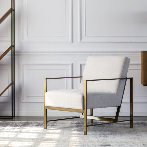 Francis Elegant Fabric Arm Chair with Brushed Gold Frame - Modern Minimalist Design for Any Space