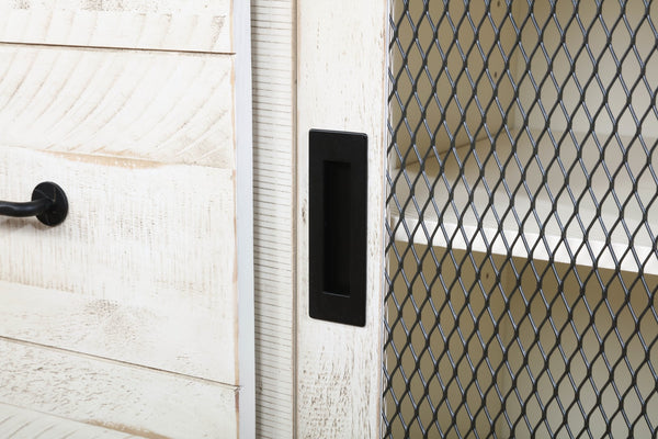 Vilo Home Industrial Charms Barn Door 65" White TV Stand with Distressed Design VH8854 VH8854