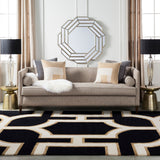 Intermezzo INE-1000 Modern NZ Wool, Tencel Rug INE1000-810 Black, Cream, Tan 83% NZ Wool, 17% Tencel 8' x 10'