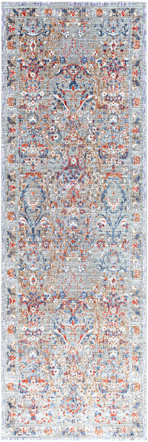 Infinity INF-2300 Traditional Polyester Rug INF2300-2673 Rust, Dark Blue, Camel, Medium Gray, Light Gray, Cream 100% Polyester 2'6" x 7'3"