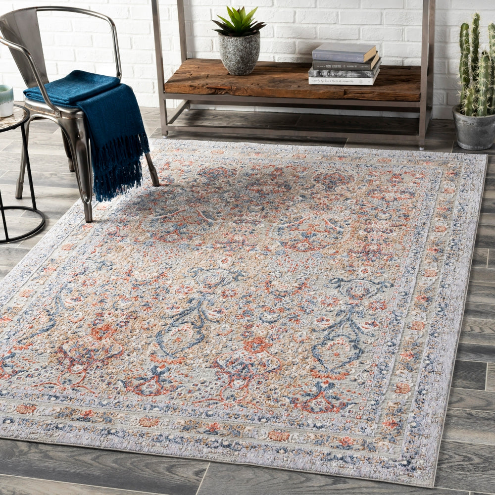 Infinity INF-2300 Traditional Polyester Rug INF2300-81012 Rust, Dark Blue, Camel, Medium Gray, Light Gray, Cream 100% Polyester 8'10" x 12'
