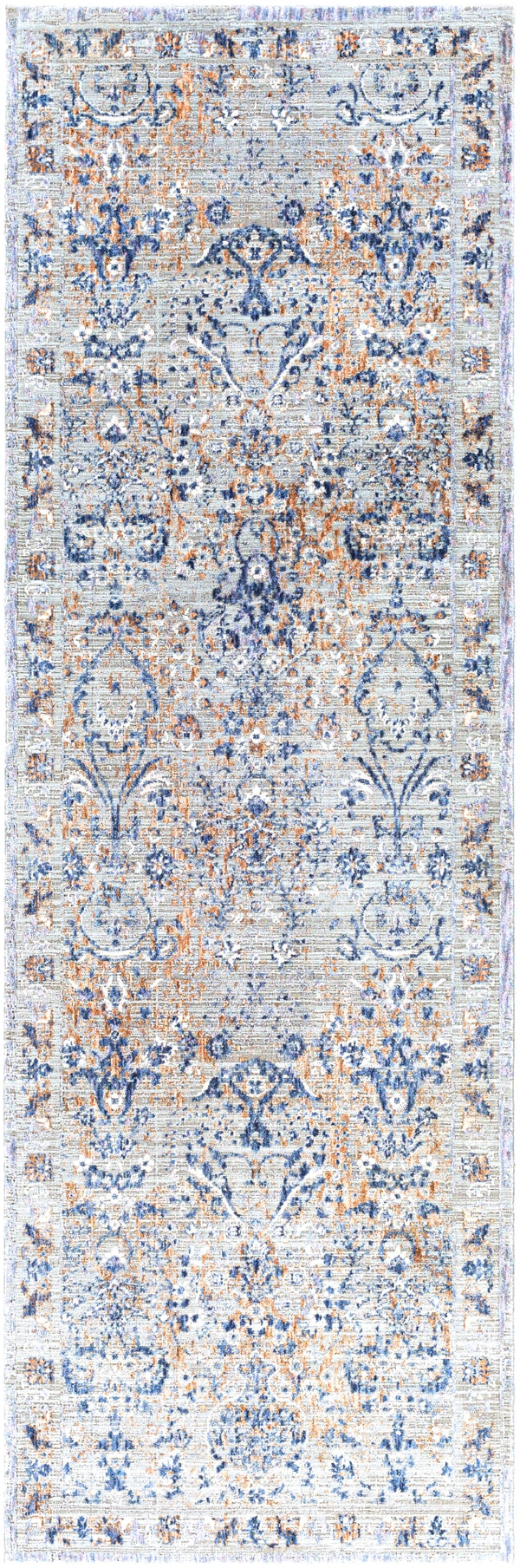 Infinity INF-2301 Traditional Polyester Rug INF2301-2673 Dark Blue, Pale Blue, Camel, Medium Gray, Light Gray, Beige, Cream 100% Polyester 2'6" x 7'3"